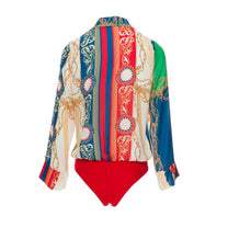 Body camicia multicolor con stampa catene