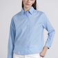 Camicia a righe in cotone azzurra