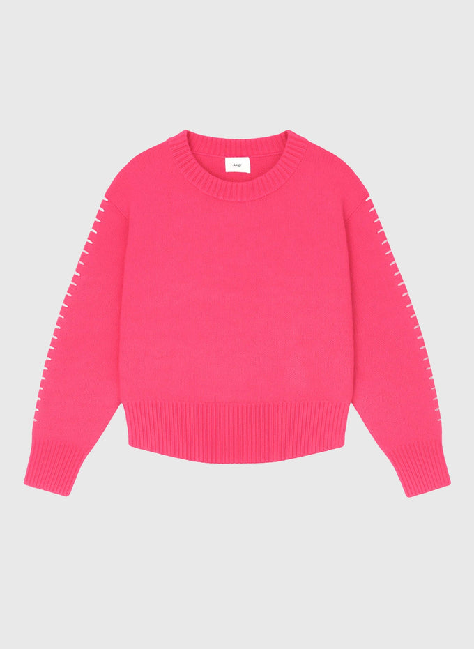 Maglione girocollo oversize in maglia spessa rosa caramella