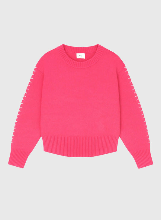 Maglione girocollo oversize in maglia spessa rosa caramella
