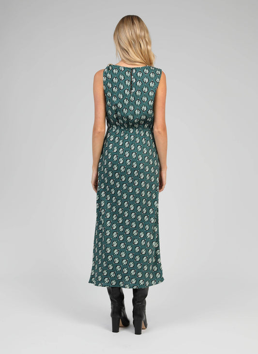 Abito midi verde Mirkala con stampa