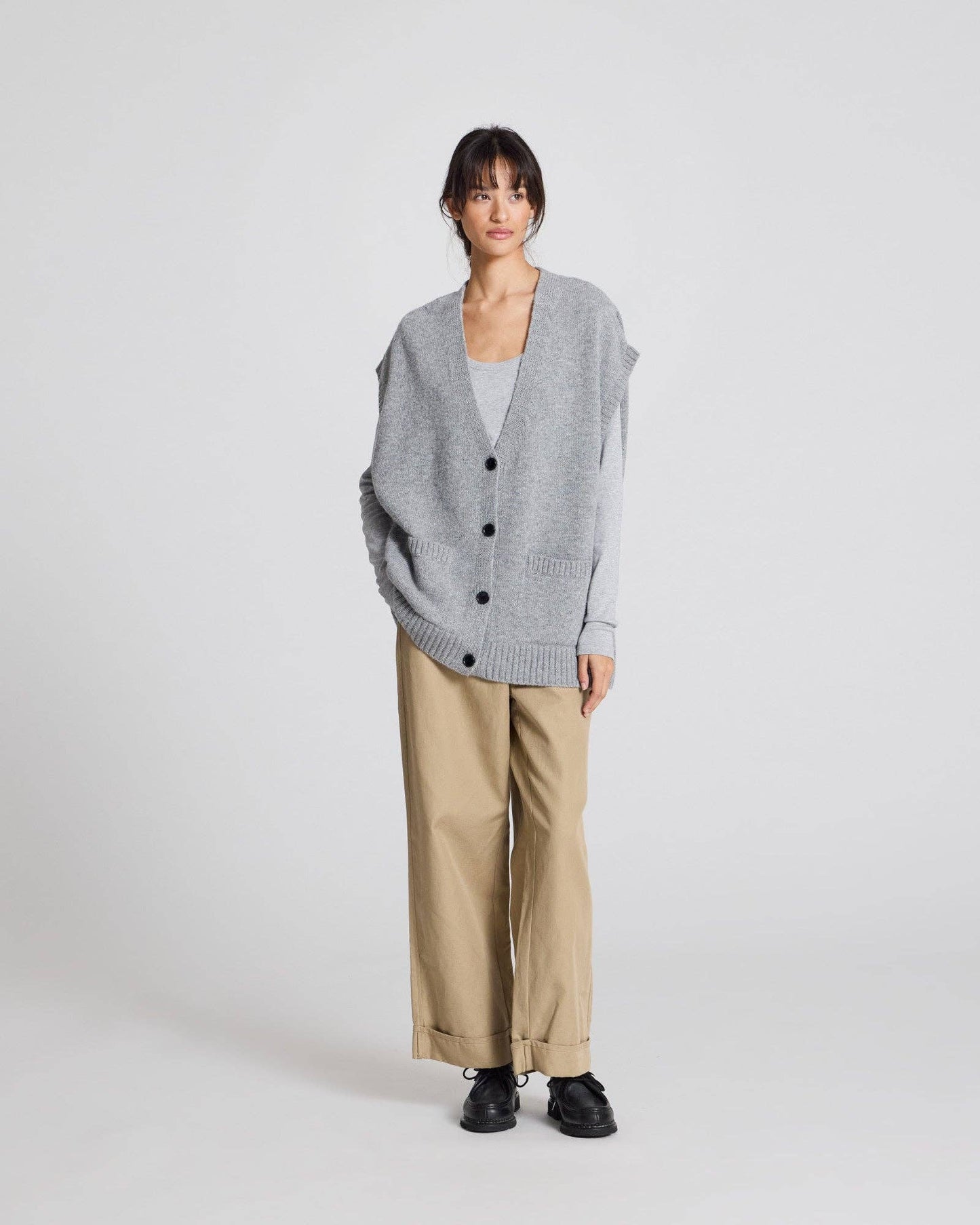 Gilet Thea in lana di agnello grigio mélange