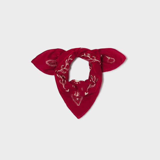 Foulard piccolo in cotone biologico con stampa grafica rosso
