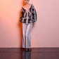 Pantaloni a palazzo a righe color perla