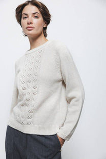 Maglione in maglia strutturata traforata girocollo