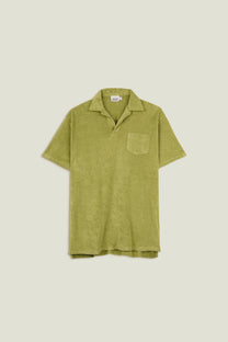 Camicia in spugna verde oliva a maniche corte