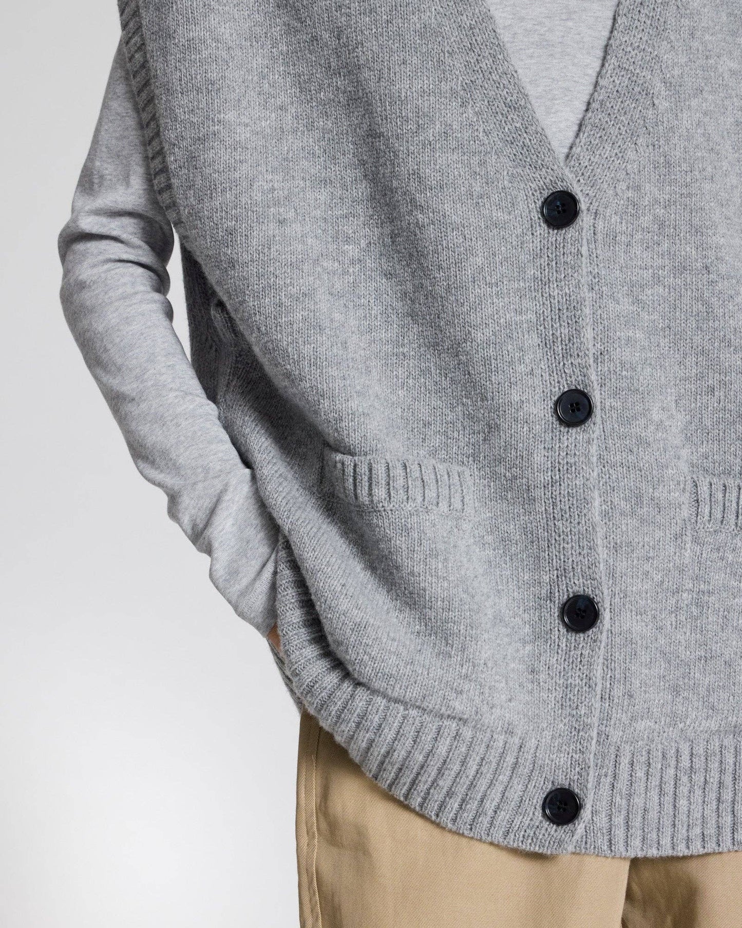Gilet Thea in lana di agnello grigio mélange