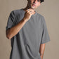 T-shirt oversize pesante tinta a pigmento color peltro