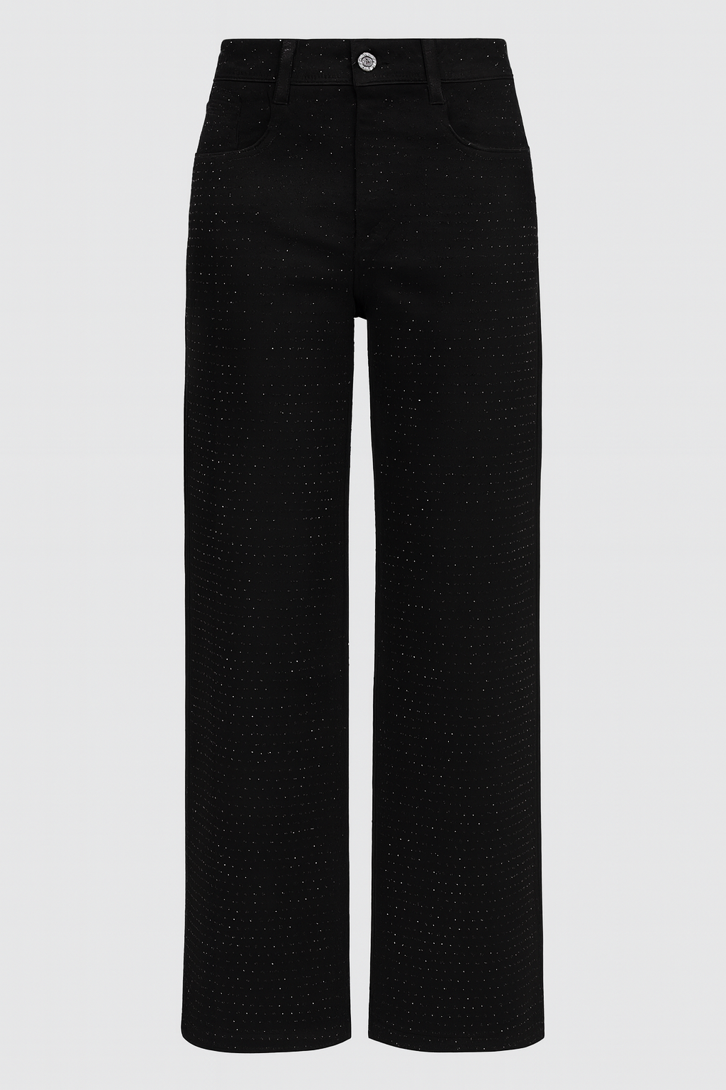 Jeans nero con paillettes a gamba dritta