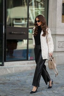 Cardigan lungo intrecciato oversize