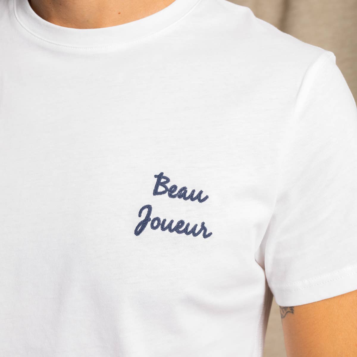T-shirt in cotone biologico Beau Joueur bianco ottico