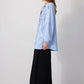 Camicia in popeline con arricciature e cuciture a contrasto