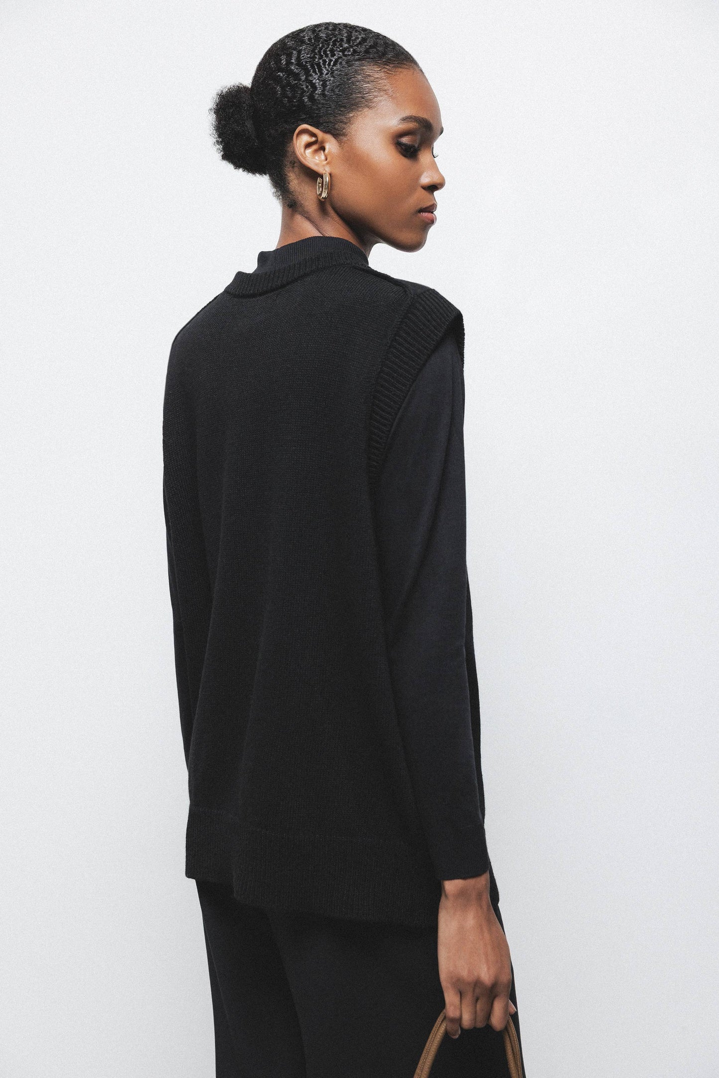 Gilet in maglia rasata girocollo