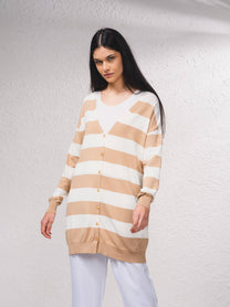 Cardigan oversize a righe in maglia fine
