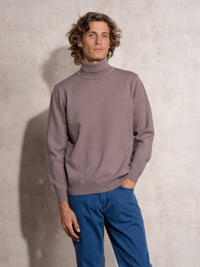 Maglione dolcevita uomo in maglia misto viscosa