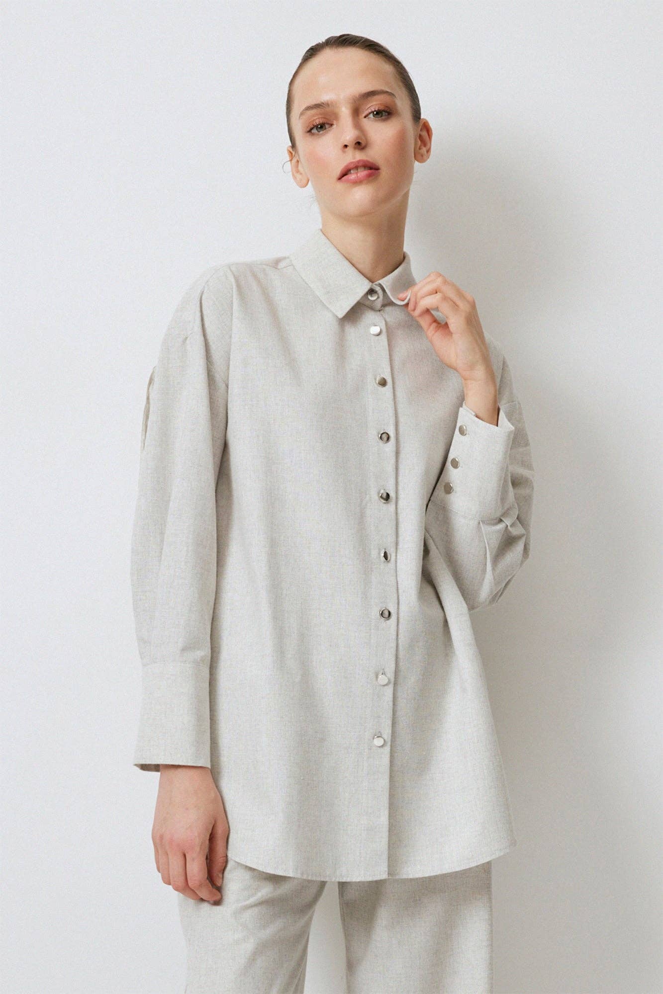 Camicia melange con frange