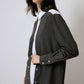 Camicia in tessuto melange bicolor con colletto a contrasto