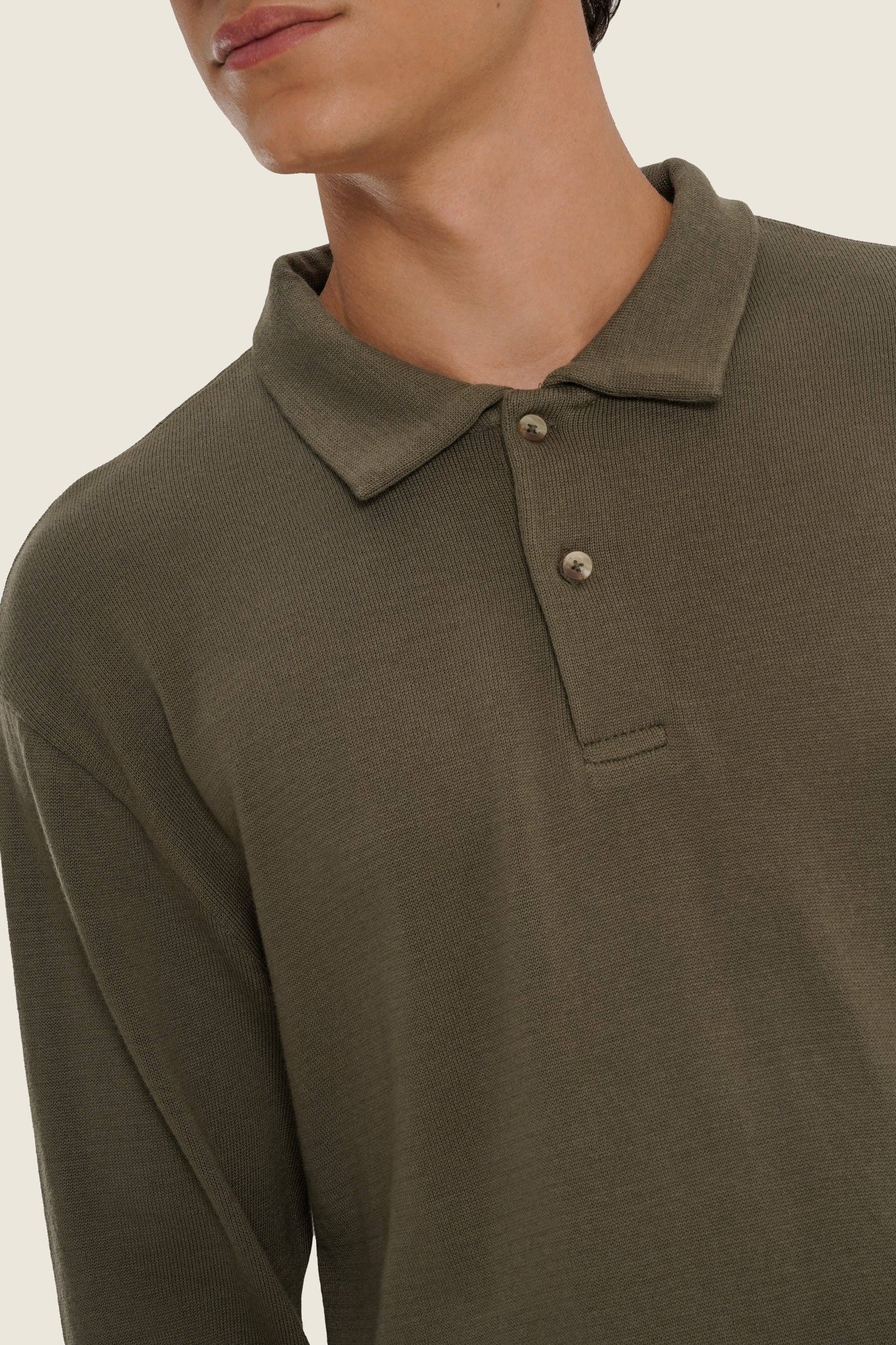 Maglione polo verde Foglia di Tè in cotone organico