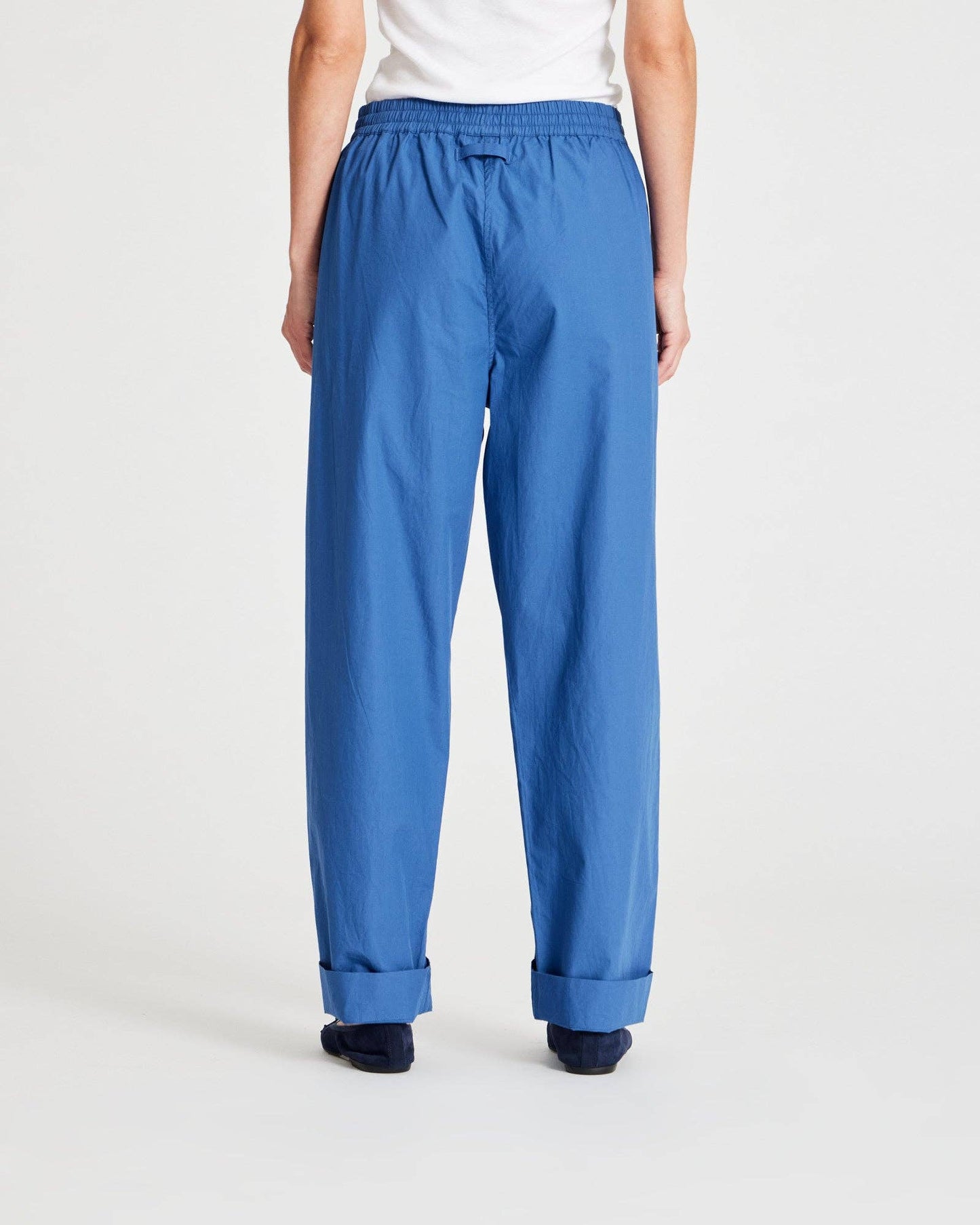 Pantaloni Astrid in popeline di cotone biologico azzurro