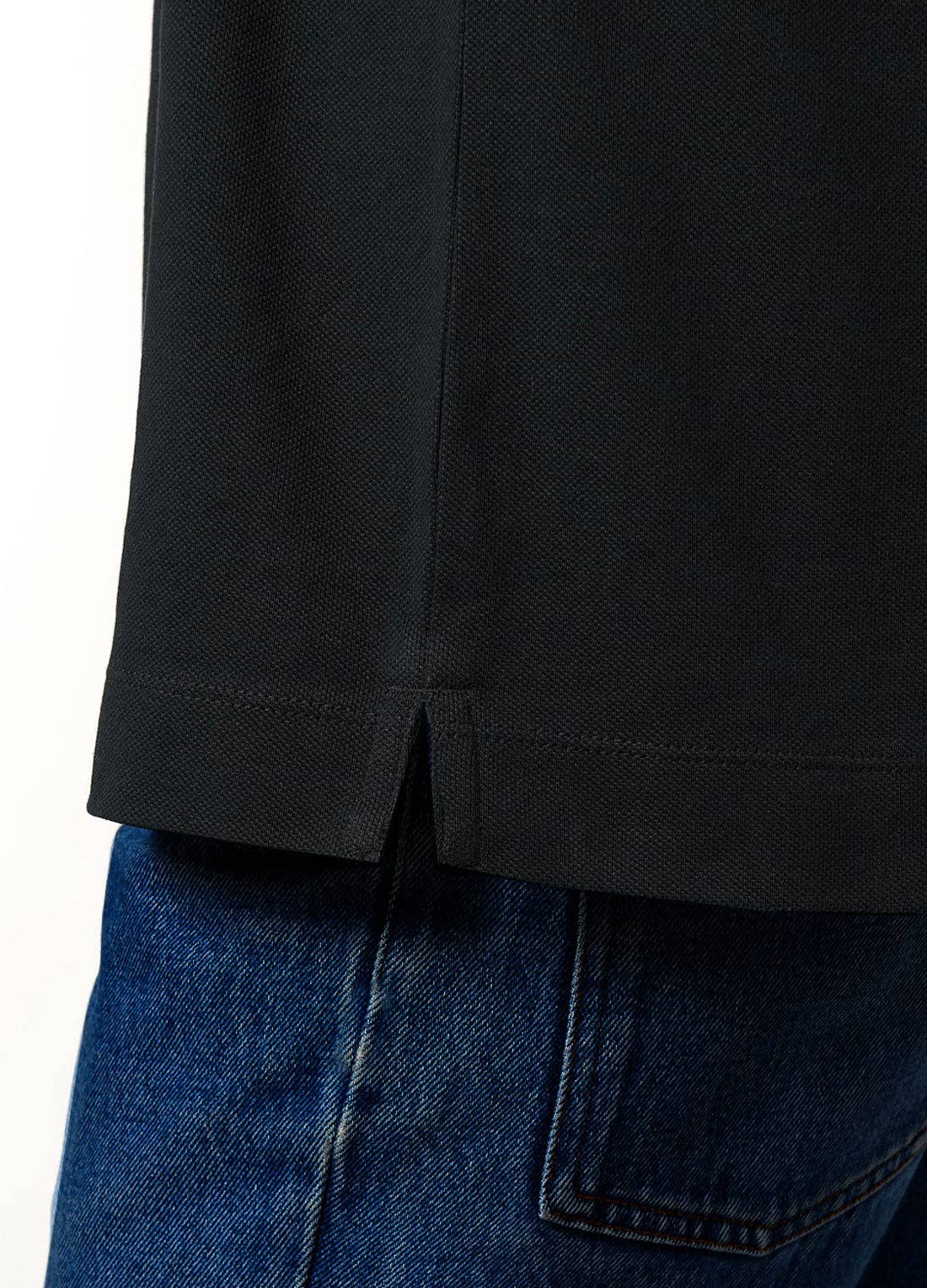 Polo uomo Hawk nera in cotone piqué
