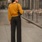 Pantaloni dritti neri elasticizzati