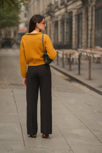 Pantaloni dritti neri elasticizzati