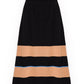 Gonna midi in maglia a righe con vita elasticizzata