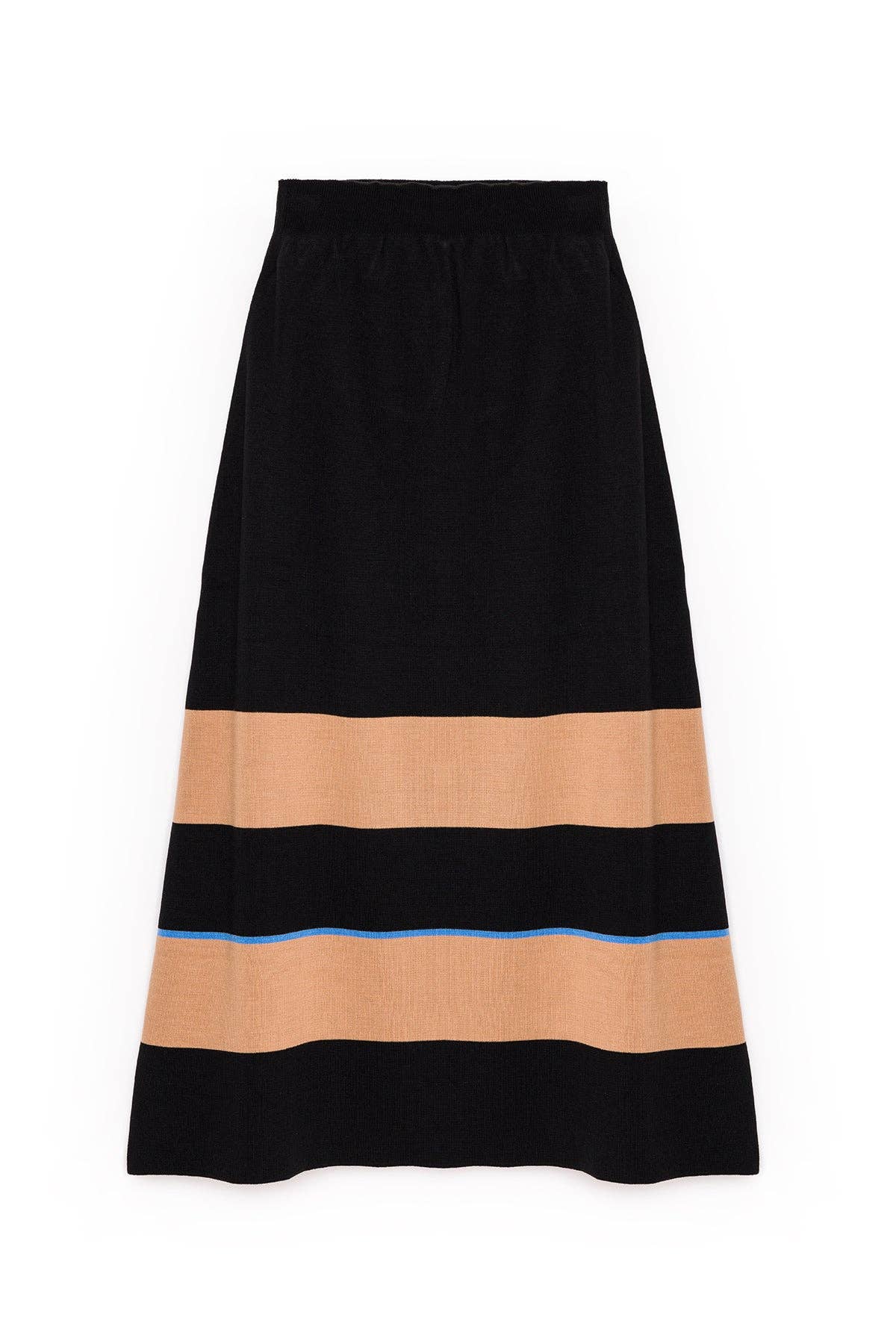 Gonna midi in maglia a righe con vita elasticizzata