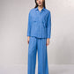 Pantaloni ampi e fluidi in misto lino blu