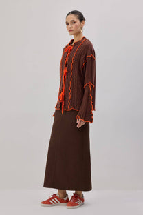 Cardigan in maglia con dettagli a contrasto