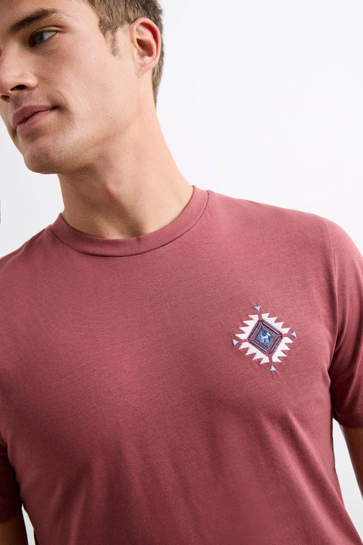 T-shirt Uomo con Stampa Etnica e Ricamo