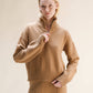 Maglione collo alto con zip in misto cashmere