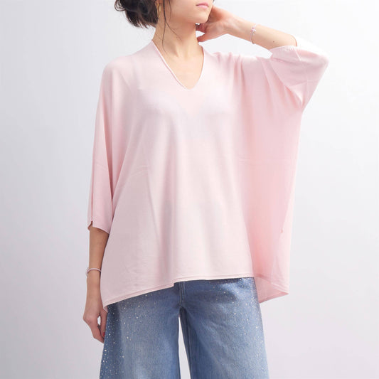 Maglione leggero a pipistrello con scollo a V