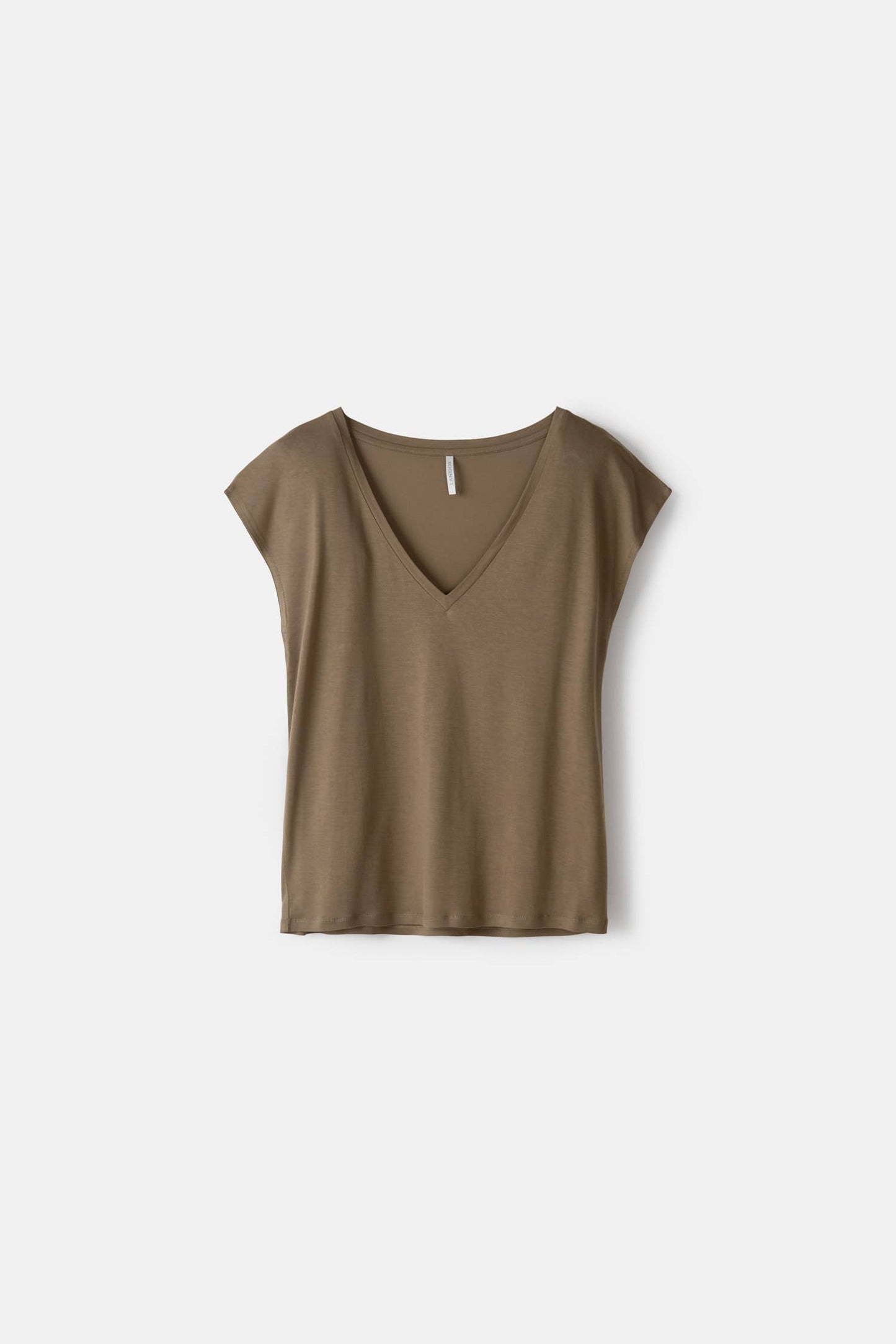 T-shirt in lyocell con scollo a V