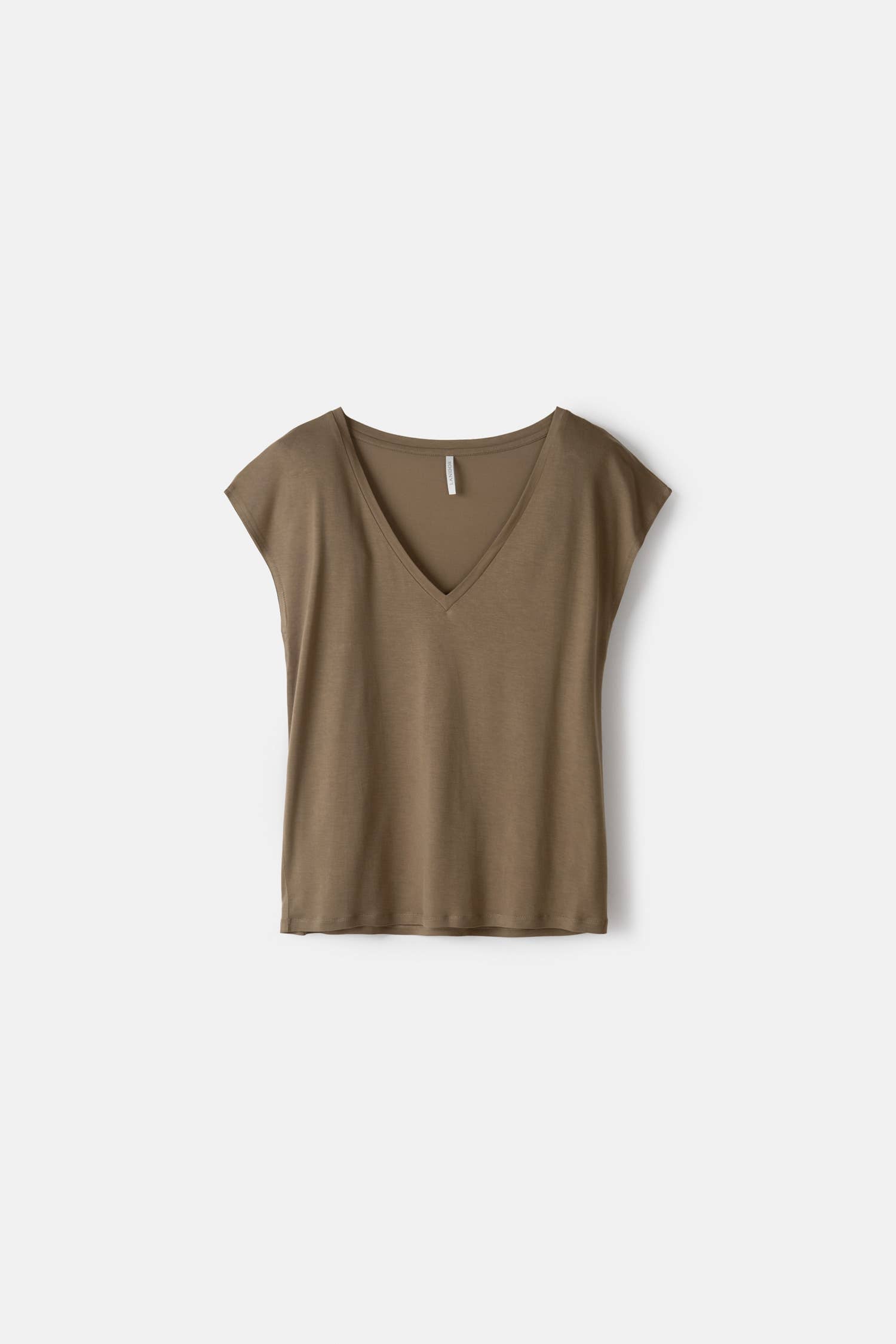 T-shirt in lyocell con scollo a V