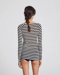 Top in lana a righe Amalie nero e bianco