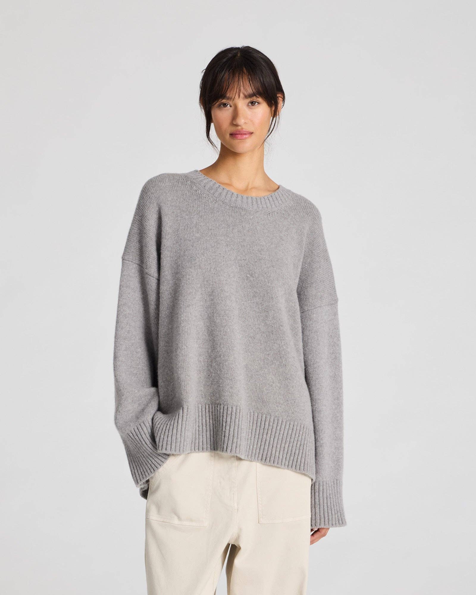 Maglione Vigga in lana d’agnello grigio melange