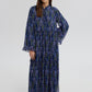 Abito lungo in chiffon floreale con volant stile boho