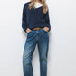 Jeans denim donna a gamba dritta