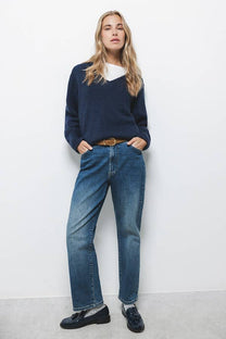 Jeans denim donna a gamba dritta