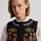Gilet in lino ricamato