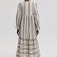 Abito chemisier maxi a righe in cotone con polsini arricciati