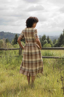 Abito midi Perry a quadri color latte