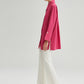 Camicia oversize in popeline fucsia con maxi polsini