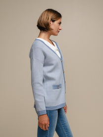 Cardigan in maglia a spina di pesce con bottoni