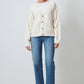 Cardigan in maglia crema con tasche e bottoni