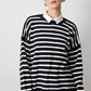 Maglione oversize a righe blu navy