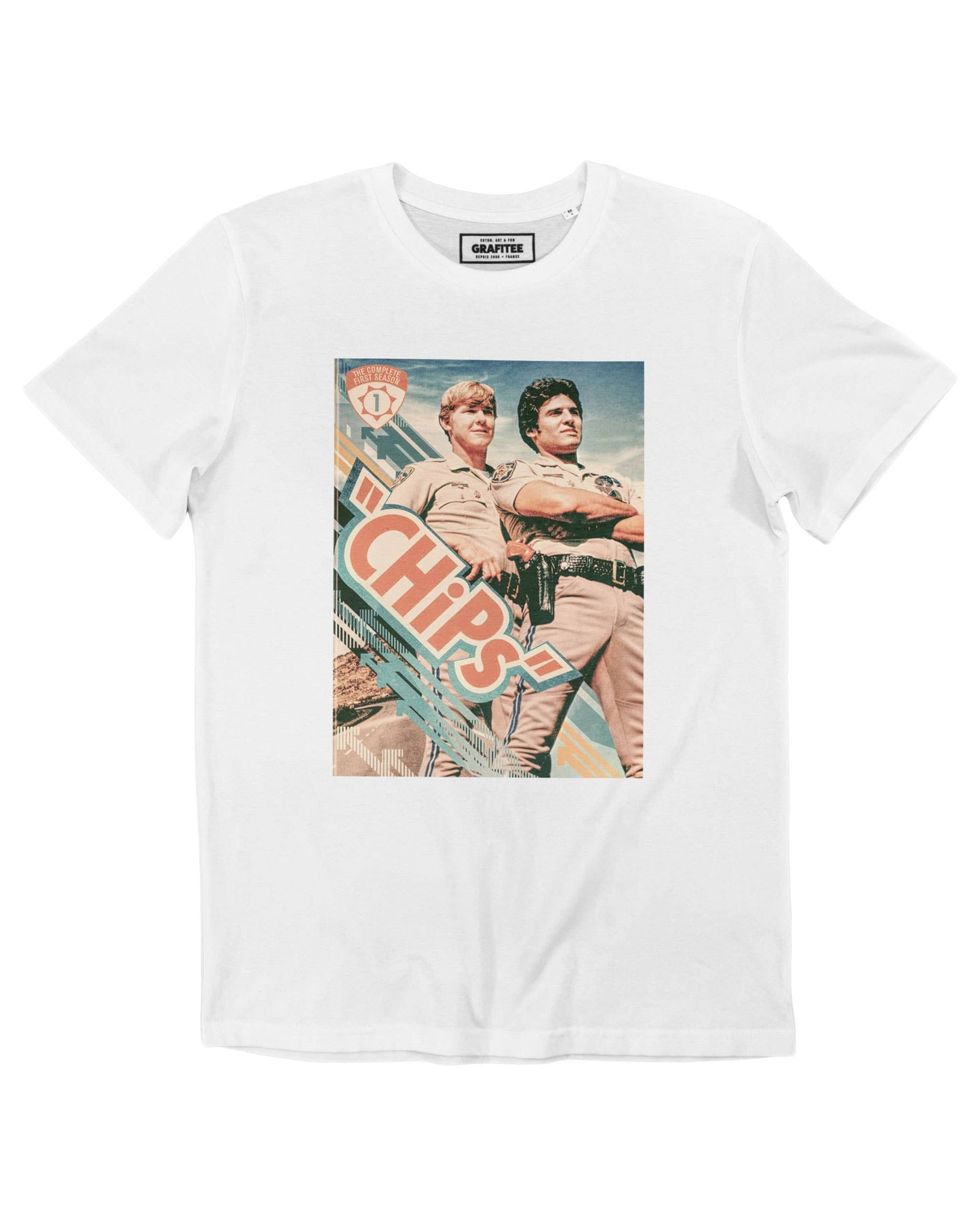 T-shirt Chips anni ’80 in cotone biologico con stampa