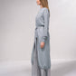 Cappotto lungo lucido con cintura