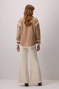 Camicia in suede con dettagli in peluche